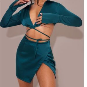 Satin Crop Top/Skirt Set